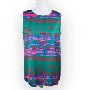 CO + CO by Coco Rocha Cornelia Top Green Pink Red Sleeveless Top Size 6
